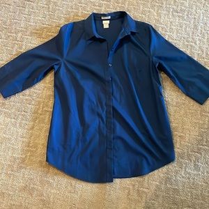 chicos navy blue button up, no iron, 3/4 sleeve, great condition